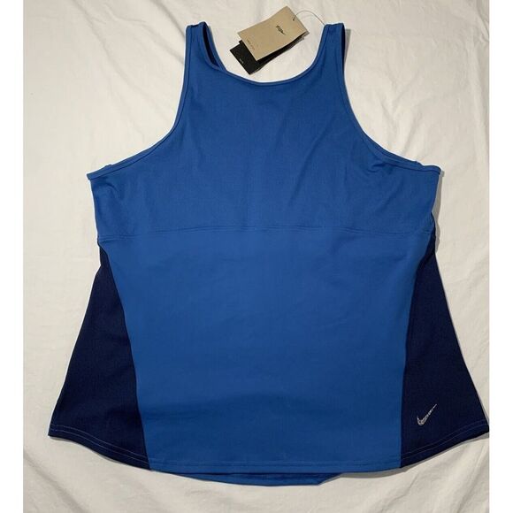 Nike Yoga Tank Top Women's‎ 2XL XXL Dri-Fit Blue Open Back Slim Fit Active - Picture 1 of 10